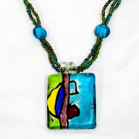 Art Glass One of a Kind Artisan Necklace - Picture 2 of 8